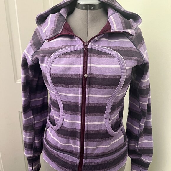 Lululemon Scuba Hoodie Stripe Purples Ombre Stripes Sz 8 - Picture 1 of 9
